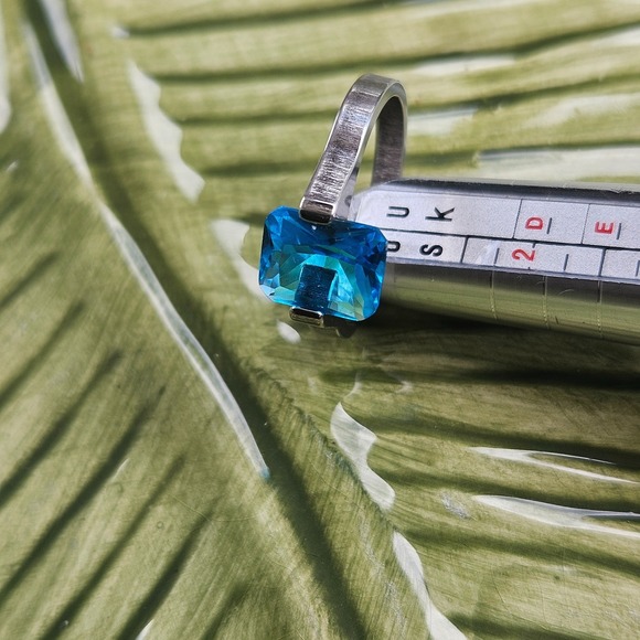 Stainless Steel Silver Tone Topaz ‎ Ring Size 10 1/4 - Picture 10 of 10